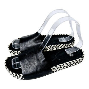 Eileen fisher black leather slide sandals 6.5